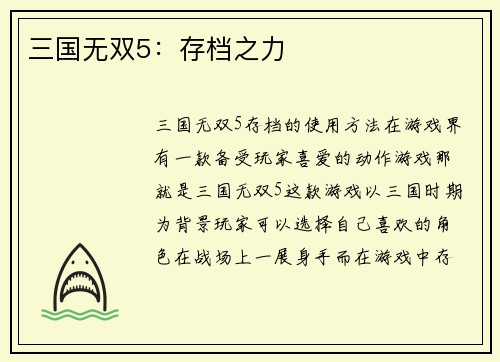 三国无双5：存档之力